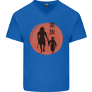 Samurai Dad Son Fathers Day MMA Martial Arts Mens V-Neck Cotton T-Shirt Royal Blue