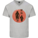 Samurai Dad Son Fathers Day MMA Martial Arts Mens V-Neck Cotton T-Shirt Sports Grey