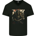 Samurai Extreme Japanese Fantasy Warrior Mens V-Neck Cotton T-Shirt Black