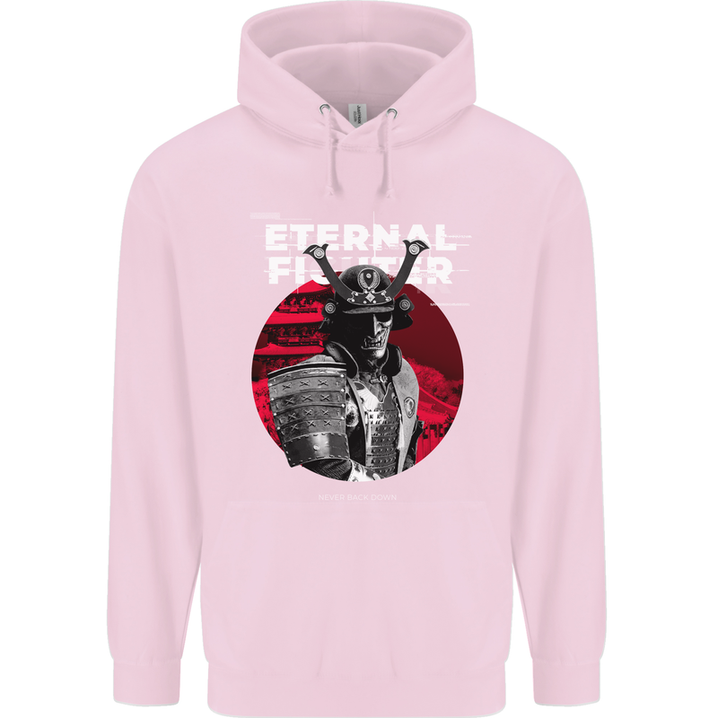 Samurai Fighter Skull MMA Mixed Martial Arts Childrens Kids Hoodie Light Pink