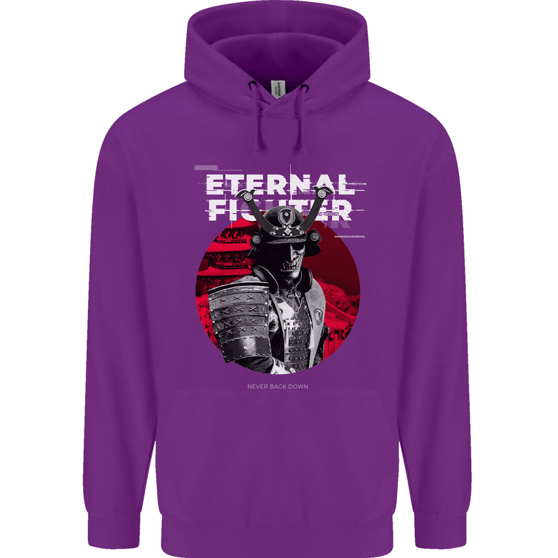 Samurai Fighter Skull MMA Mixed Martial Arts Childrens Kids Hoodie Purple