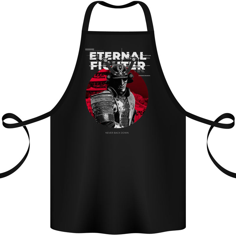 Samurai Fighter Skull MMA Mixed Martial Arts Cotton Apron 100% Organic Black
