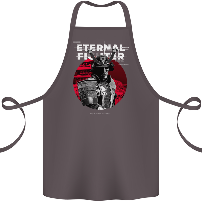 Samurai Fighter Skull MMA Mixed Martial Arts Cotton Apron 100% Organic Dark Grey