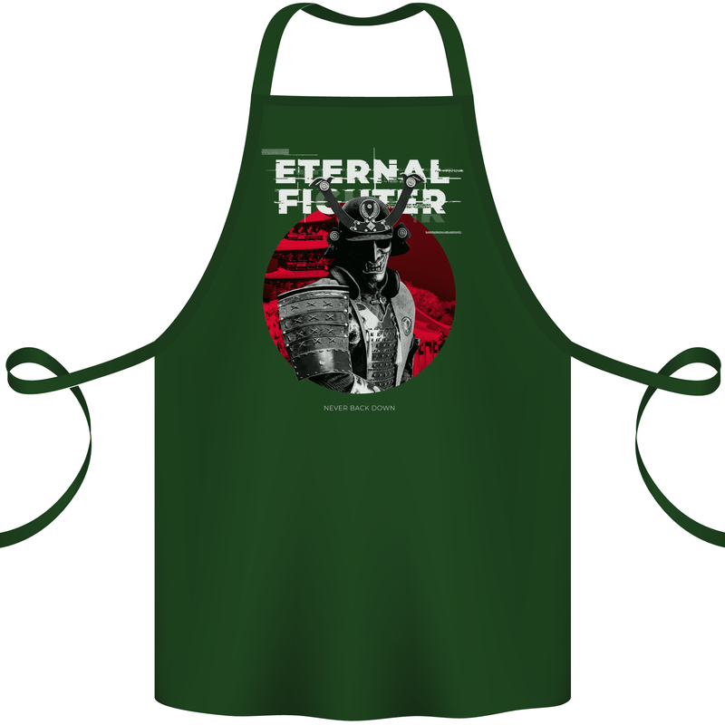 Samurai Fighter Skull MMA Mixed Martial Arts Cotton Apron 100% Organic Forest Green