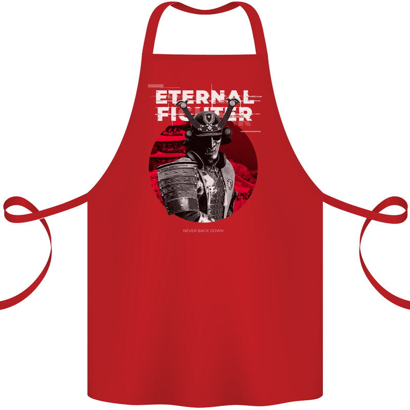 Samurai Fighter Skull MMA Mixed Martial Arts Cotton Apron 100% Organic Red