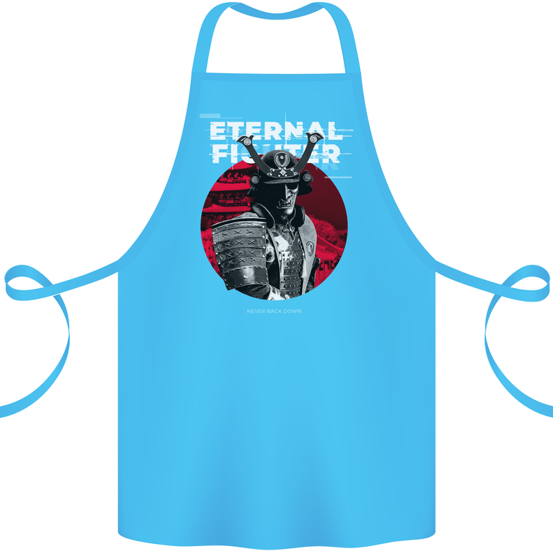 Samurai Fighter Skull MMA Mixed Martial Arts Cotton Apron 100% Organic Turquoise