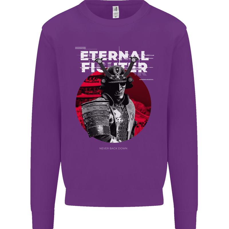 Samurai Fighter Skull MMA Mixed Martial Arts Kids Sweatshirt Jumper Purple