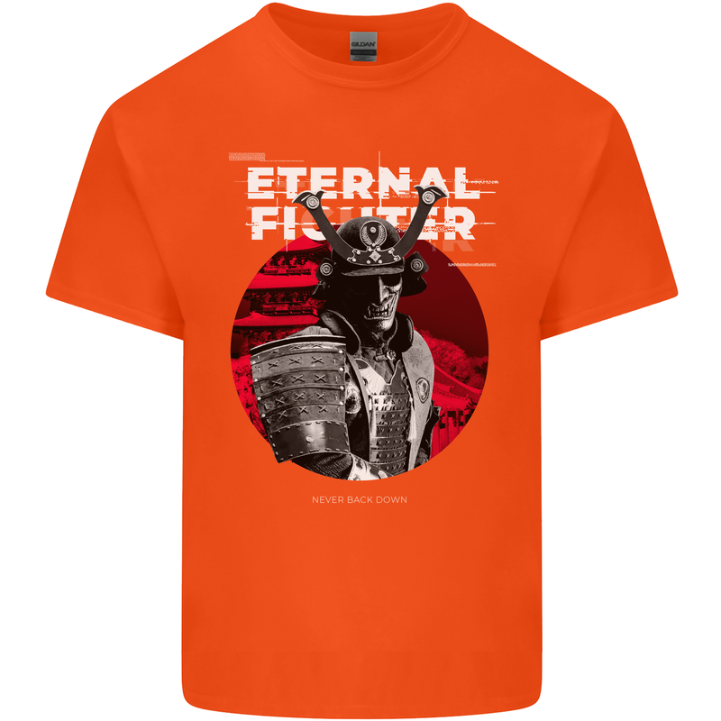 Samurai Fighter Skull MMA Mixed Martial Arts Kids T-Shirt Childrens Orange