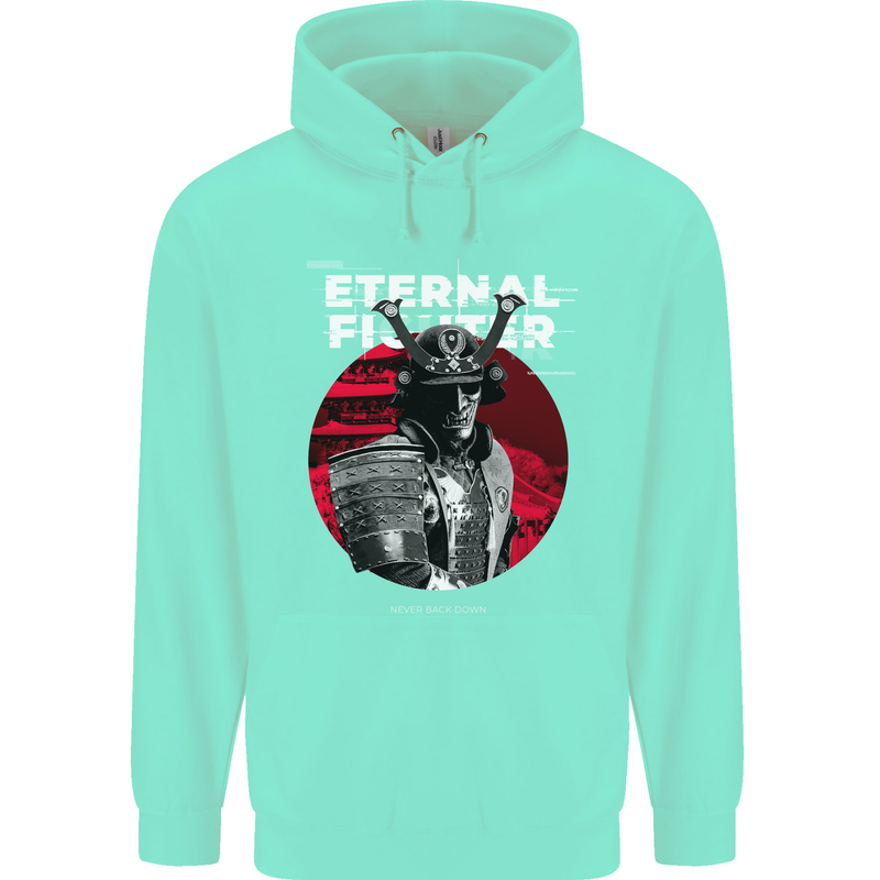Samurai Fighter Skull MMA Mixed Martial Arts Mens 80% Cotton Hoodie Peppermint