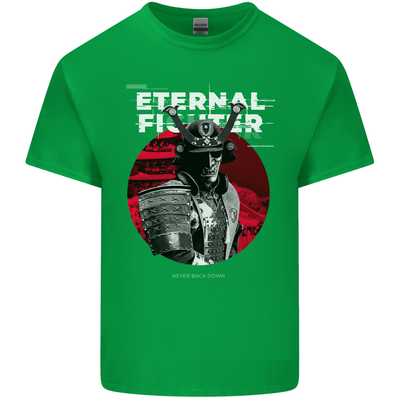 Samurai Fighter Skull MMA Mixed Martial Arts Mens Cotton T-Shirt Tee Top Irish Green