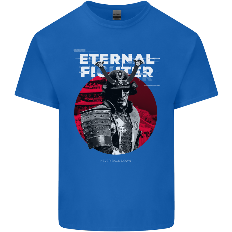 Samurai Fighter Skull MMA Mixed Martial Arts Mens Cotton T-Shirt Tee Top Royal Blue