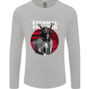 Samurai Fighter Skull MMA Mixed Martial Arts Mens Long Sleeve T-Shirt Sports Grey