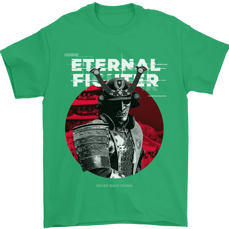 Samurai Fighter Skull MMA Mixed Martial Arts Mens T-Shirt 100% Cotton Irish Green