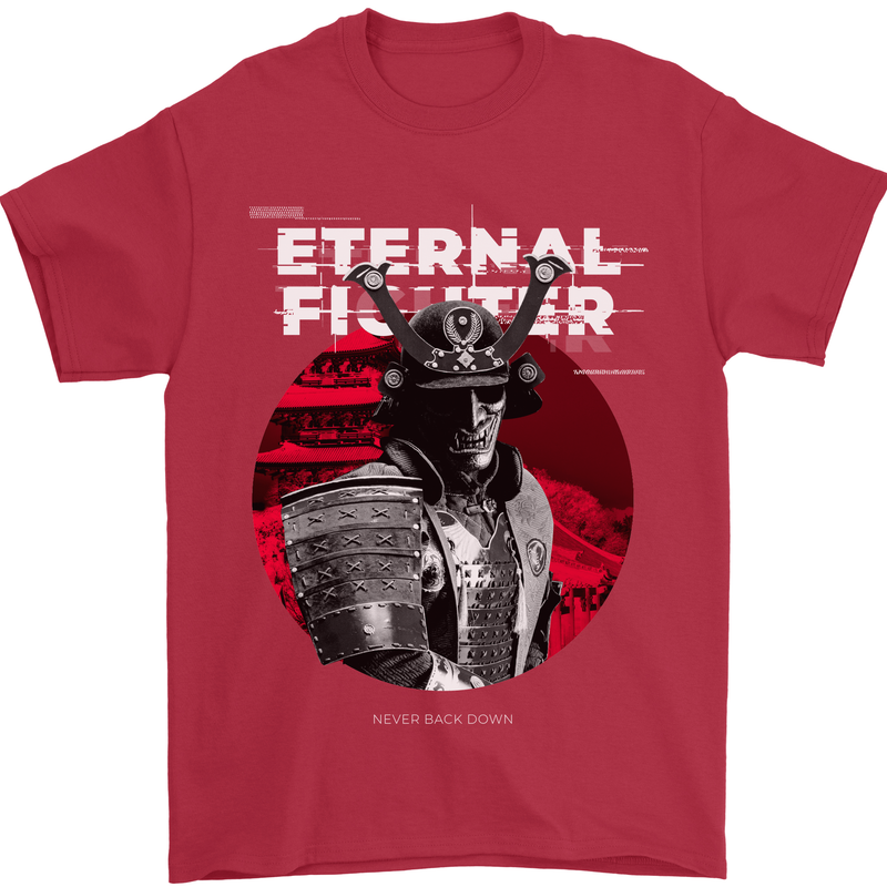 Samurai Fighter Skull MMA Mixed Martial Arts Mens T-Shirt 100% Cotton Red