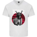 Samurai Fighter Skull MMA Mixed Martial Arts Mens V-Neck Cotton T-Shirt White