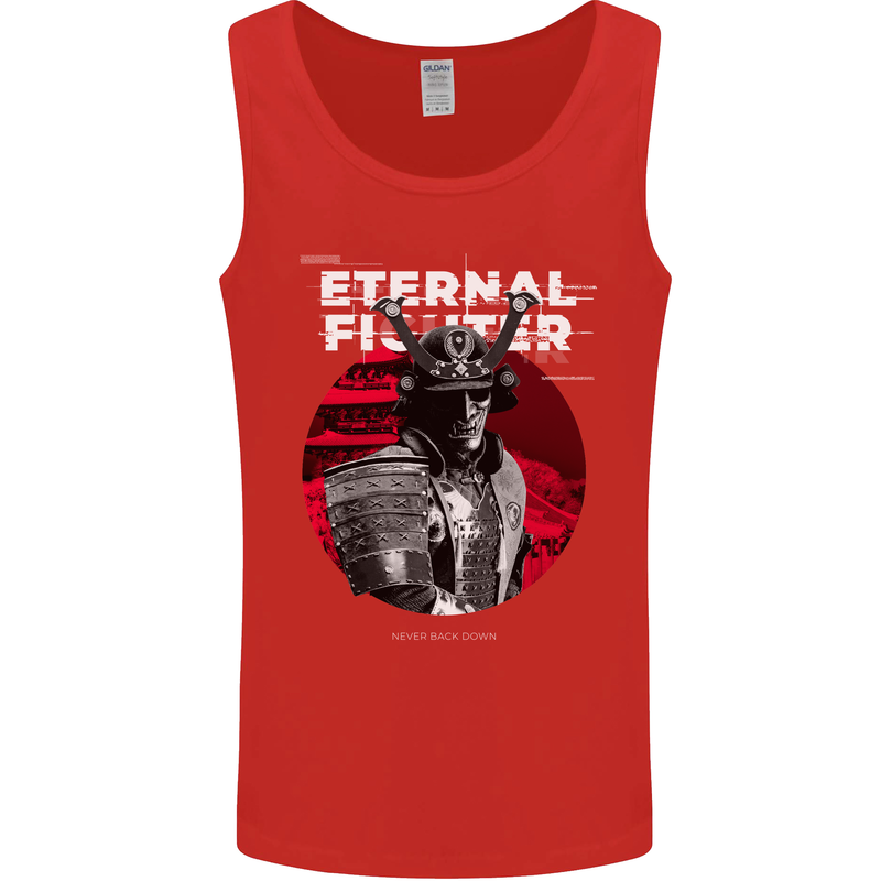 Samurai Fighter Skull MMA Mixed Martial Arts Mens Vest Tank Top Red