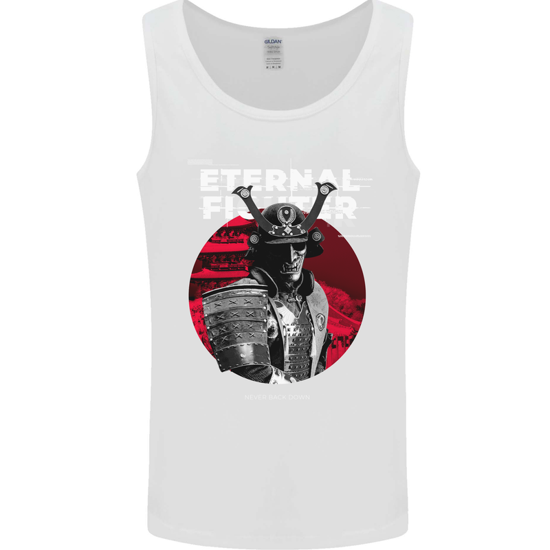 Samurai Fighter Skull MMA Mixed Martial Arts Mens Vest Tank Top White