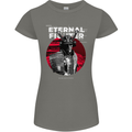 Samurai Fighter Skull MMA Mixed Martial Arts Womens Petite Cut T-Shirt Charcoal