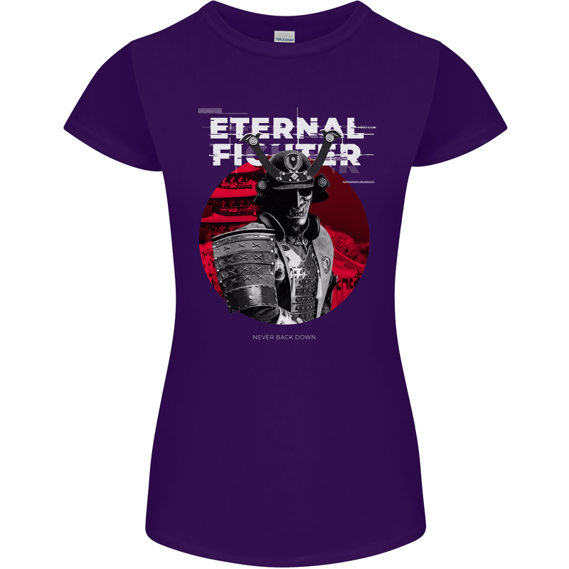 Samurai Fighter Skull MMA Mixed Martial Arts Womens Petite Cut T-Shirt Purple