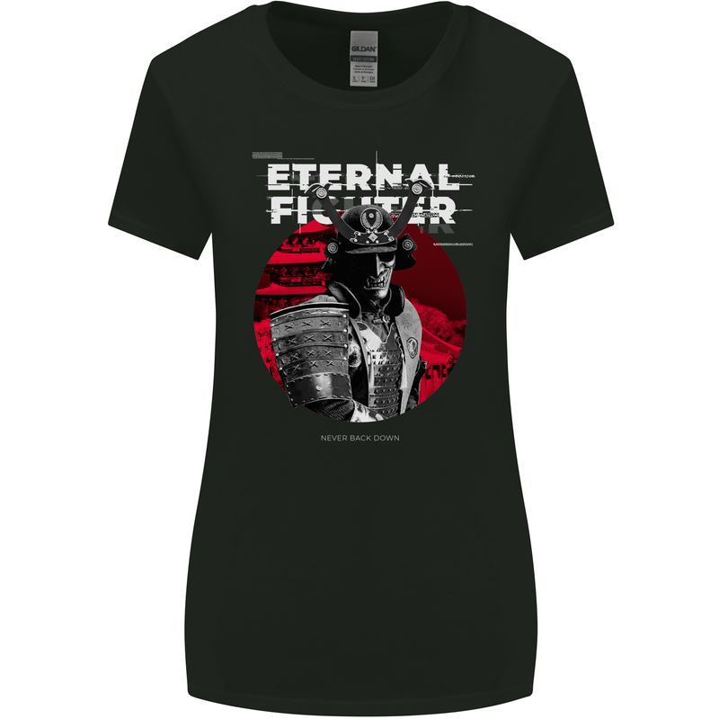 Samurai Fighter Skull MMA Mixed Martial Arts Womens Wider Cut T-Shirt Black