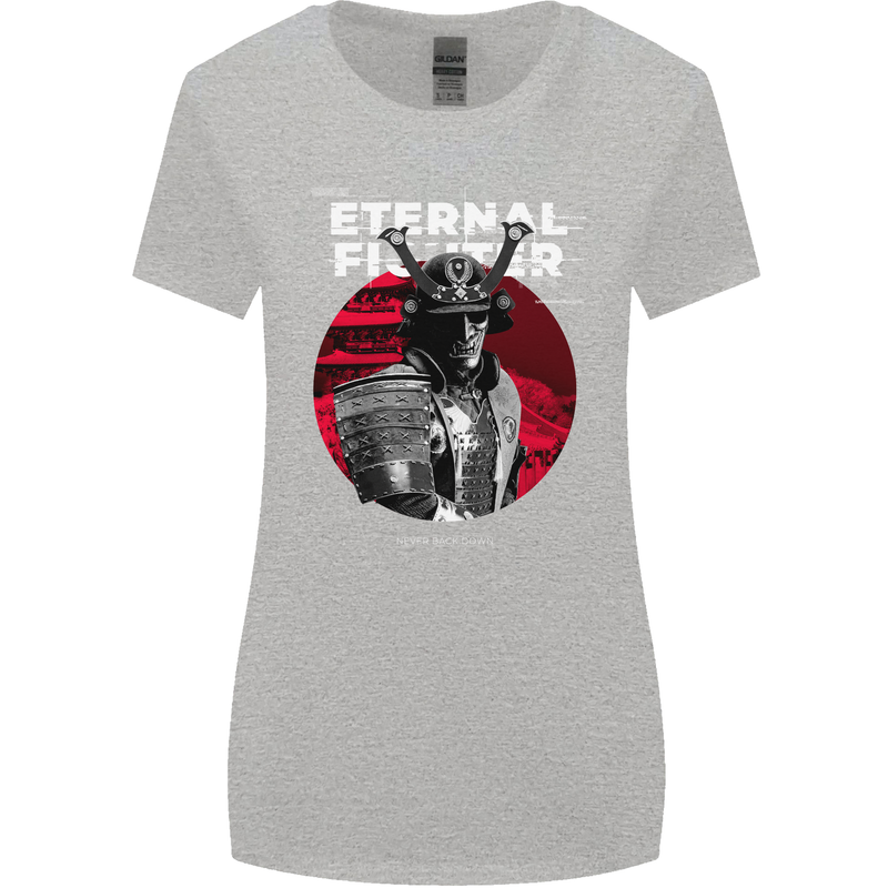 Samurai Fighter Skull MMA Mixed Martial Arts Womens Wider Cut T-Shirt Sports Grey