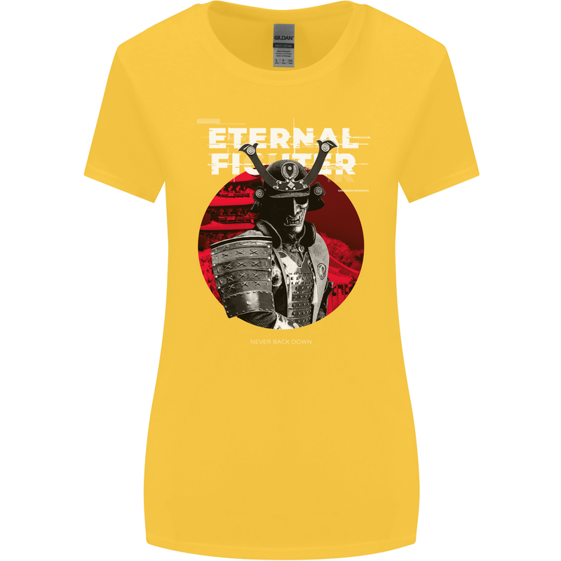 Samurai Fighter Skull MMA Mixed Martial Arts Womens Wider Cut T-Shirt Yellow