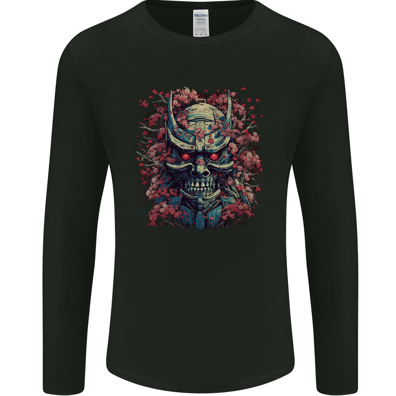 Samurai Oni Mask Bushido Ronin MMA Mens Long Sleeve T-Shirt Black