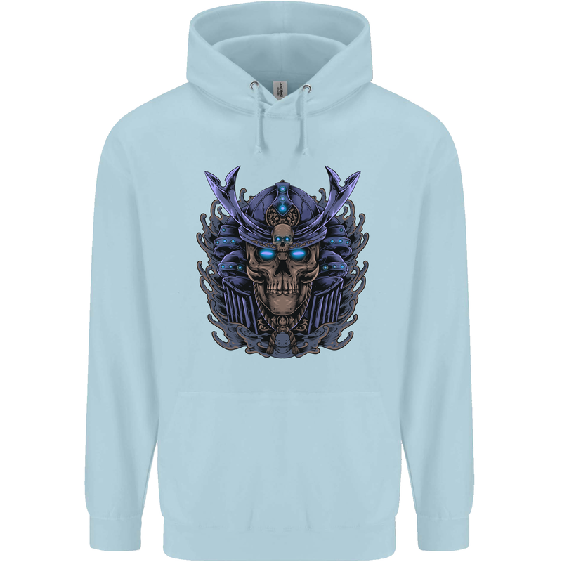 Samurai Skull MMA Martial Arts Gym Training Childrens Kids Hoodie Light Blue