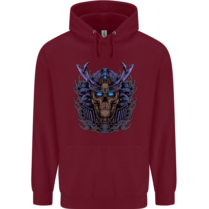 Samurai Skull MMA Martial Arts Gym Training Childrens Kids Hoodie Maroon
