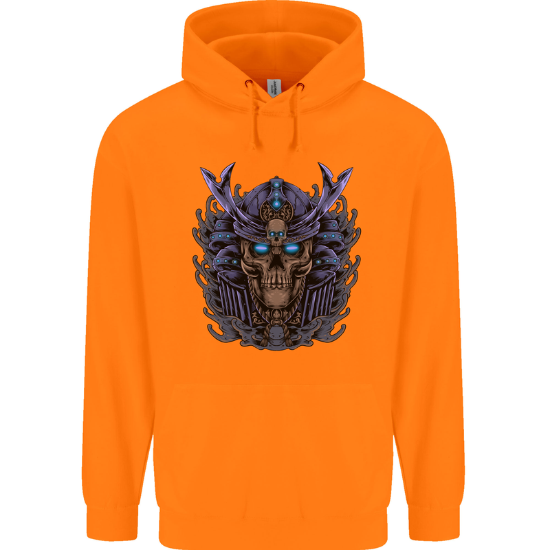 Samurai Skull MMA Martial Arts Gym Training Childrens Kids Hoodie Orange