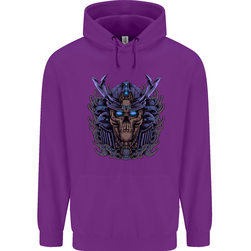Samurai Skull MMA Martial Arts Gym Training Childrens Kids Hoodie Purple