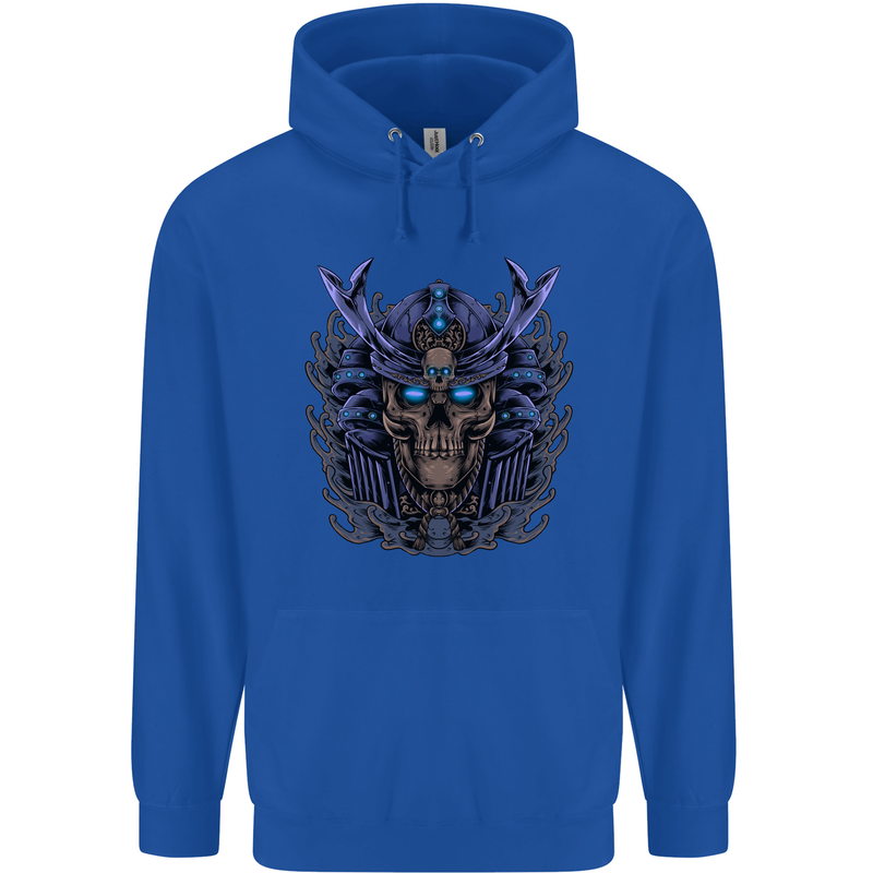 Samurai Skull MMA Martial Arts Gym Training Childrens Kids Hoodie Royal Blue