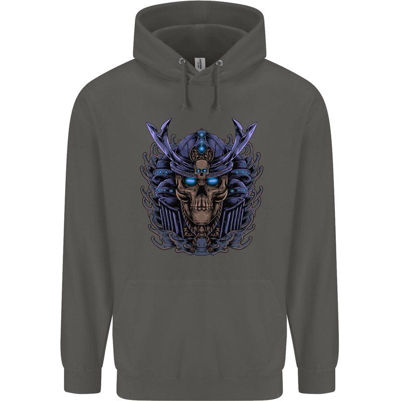Samurai Skull MMA Martial Arts Gym Training Childrens Kids Hoodie Storm Grey