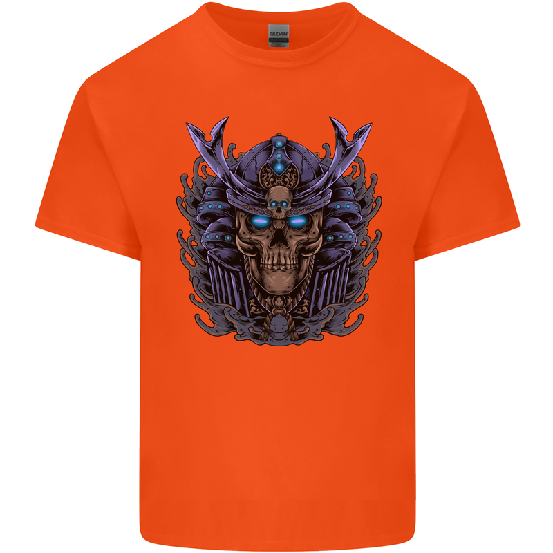 Samurai Skull MMA Martial Arts Gym Training Kids T-Shirt Childrens Orange