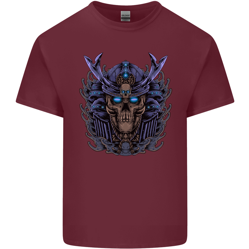 Samurai Skull MMA Martial Arts Gym Training Mens Cotton T-Shirt Tee Top Maroon