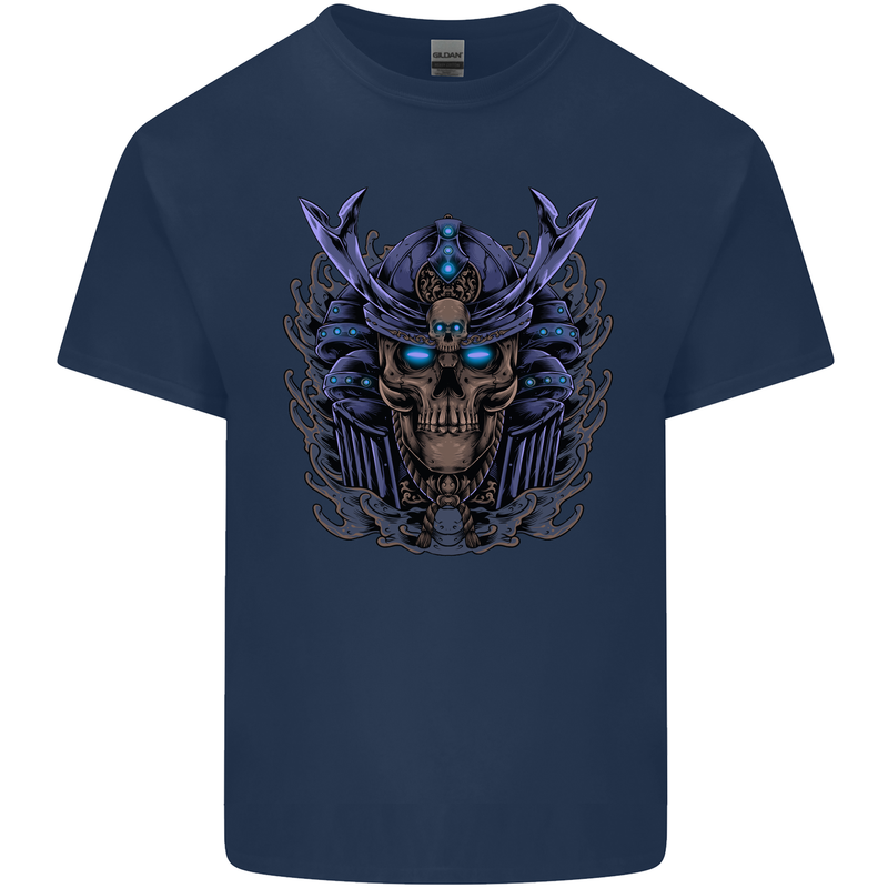 Samurai Skull MMA Martial Arts Gym Training Mens Cotton T-Shirt Tee Top Navy Blue