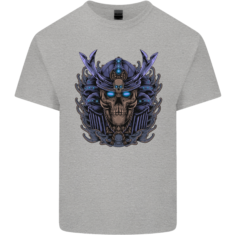 Samurai Skull MMA Martial Arts Gym Training Mens Cotton T-Shirt Tee Top Sports Grey