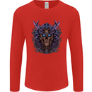 Samurai Skull MMA Martial Arts Gym Training Mens Long Sleeve T-Shirt Red