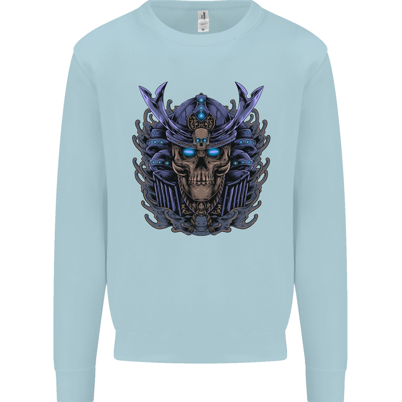 Samurai Skull MMA Martial Arts Gym Training Mens Sweatshirt Jumper Light Blue