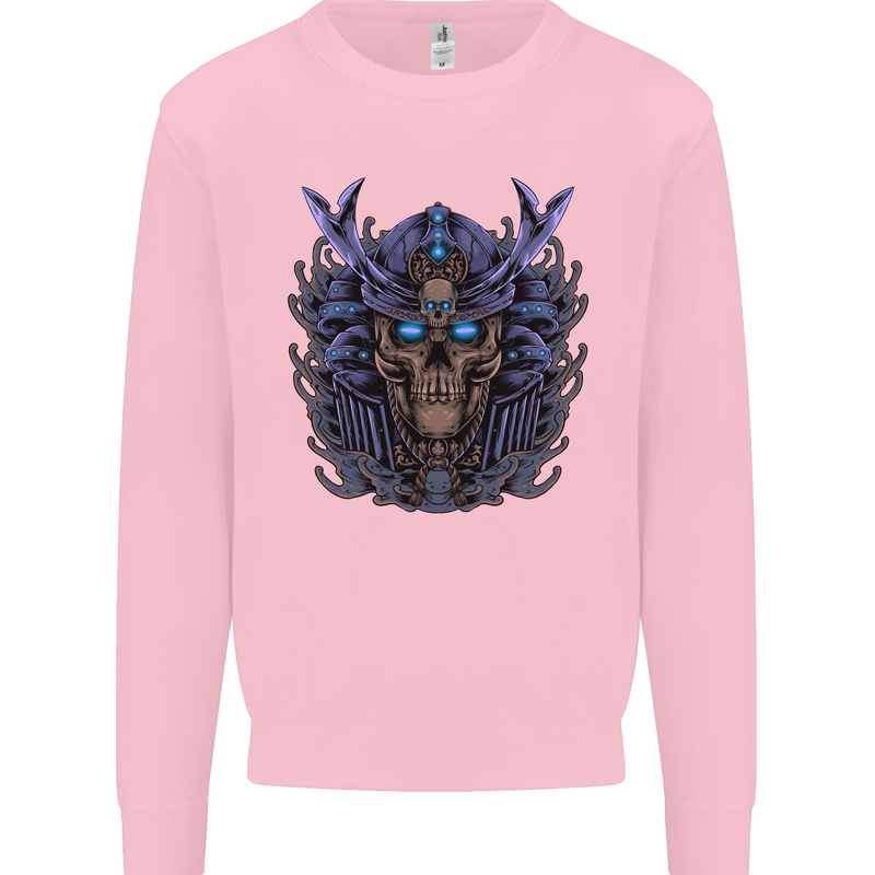 Samurai Skull MMA Martial Arts Gym Training Mens Sweatshirt Jumper Light Pink