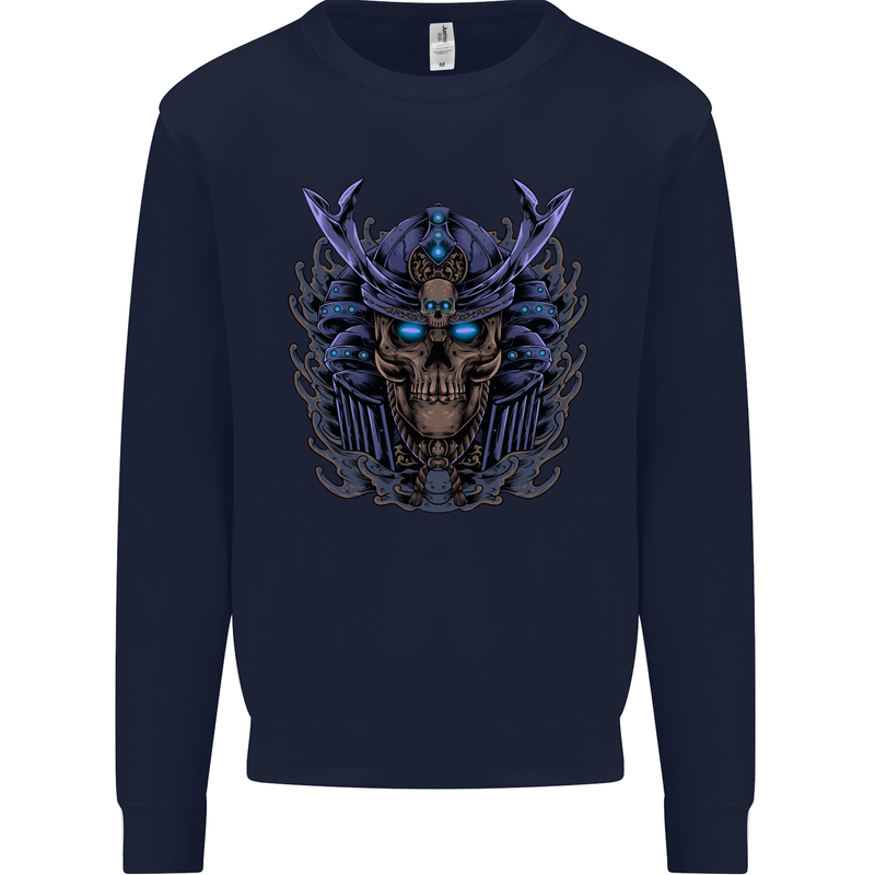 Samurai Skull MMA Martial Arts Gym Training Mens Sweatshirt Jumper Navy Blue