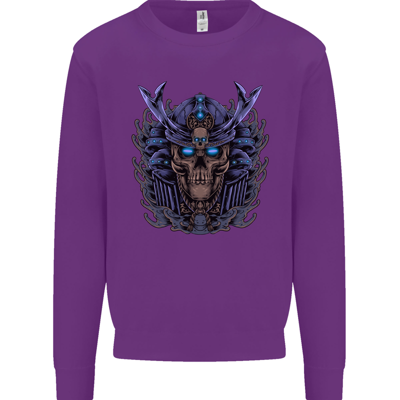 Samurai Skull MMA Martial Arts Gym Training Mens Sweatshirt Jumper Purple