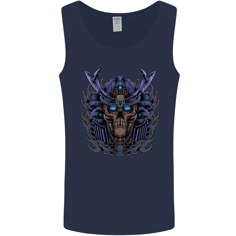 Samurai Skull MMA Martial Arts Gym Training Mens Vest Tank Top Navy Blue