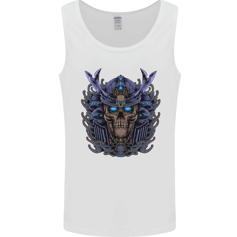 Samurai Skull MMA Martial Arts Gym Training Mens Vest Tank Top White