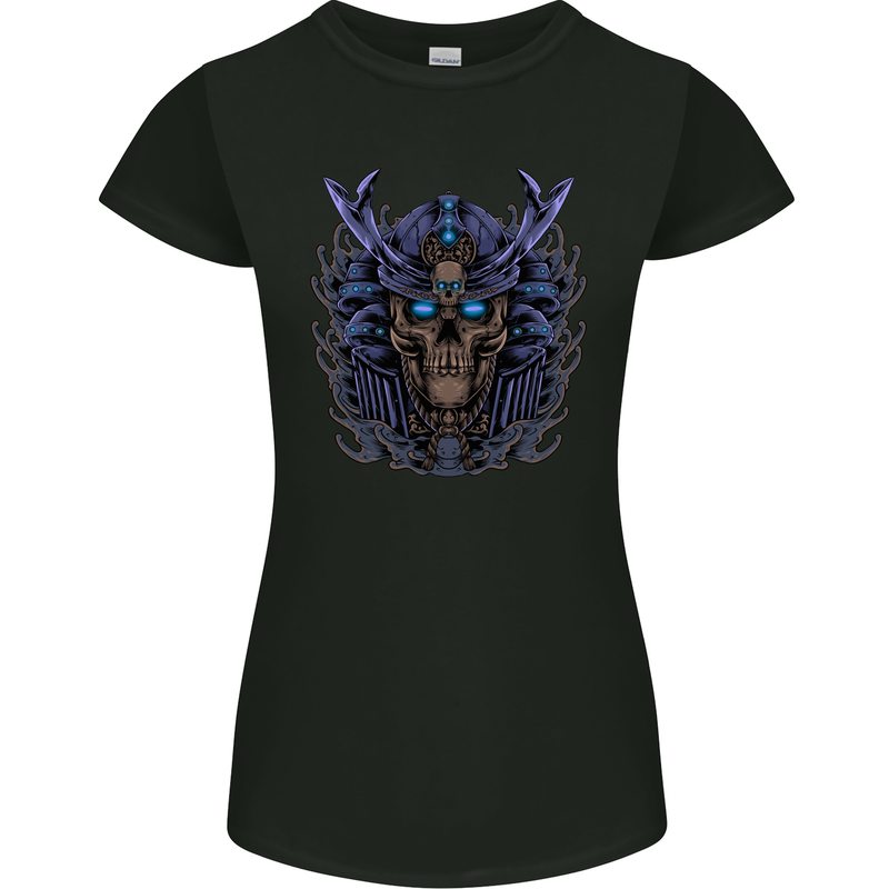 Samurai Skull MMA Martial Arts Gym Training Womens Petite Cut T-Shirt Black