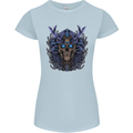 Samurai Skull MMA Martial Arts Gym Training Womens Petite Cut T-Shirt Light Blue