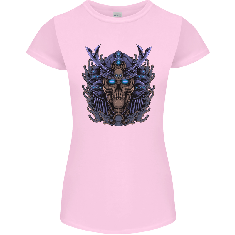 Samurai Skull MMA Martial Arts Gym Training Womens Petite Cut T-Shirt Light Pink