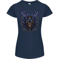 Samurai Skull MMA Martial Arts Gym Training Womens Petite Cut T-Shirt Navy Blue