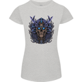Samurai Skull MMA Martial Arts Gym Training Womens Petite Cut T-Shirt Sports Grey