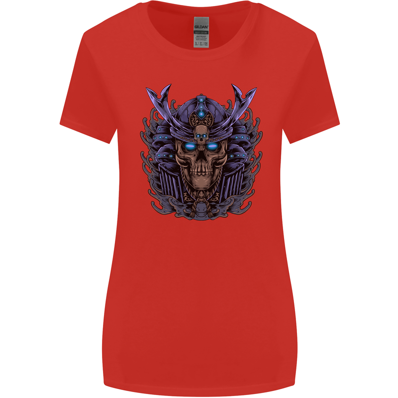 Samurai Skull MMA Martial Arts Gym Training Womens Wider Cut T-Shirt Red